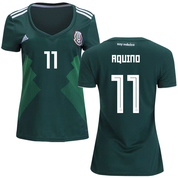 Women's Mexico #11 Aquino Home Soccer Country Jersey - Click Image to Close